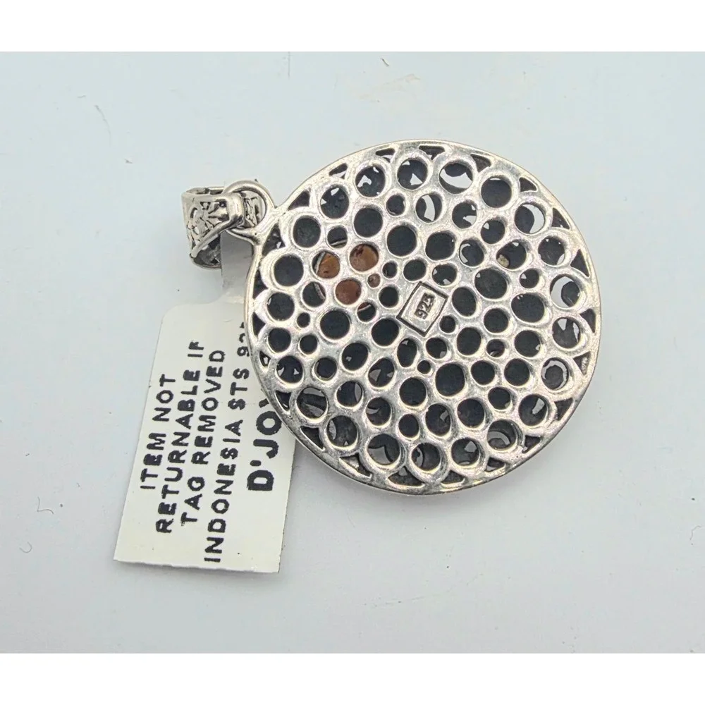 New Djoy Amber Garnet Bali Sterling Silver Filigree 1.7